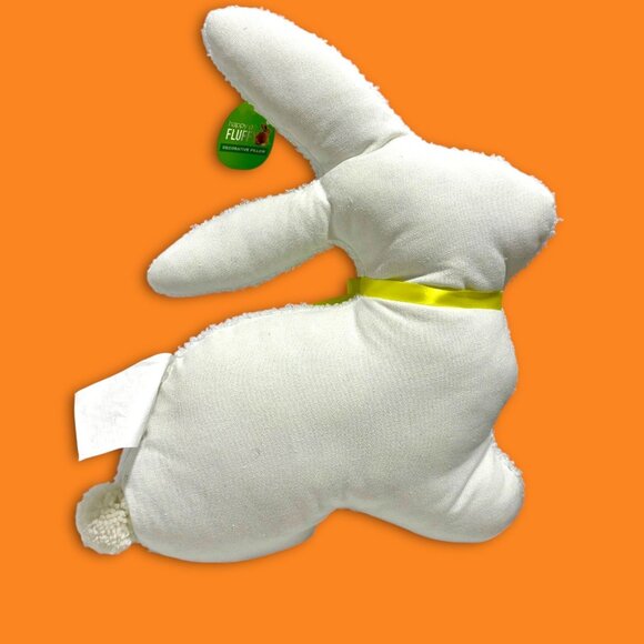 Bunny-Shaped Decorative Pillow With Soft Textured Finish & Yellow Ribbon Accent - Picture 6 of 10